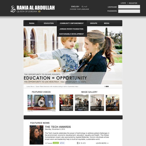 Design di Queen Rania's official website – Queen of Jordan di sanumi