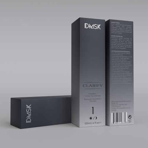 Luxury, high-end product box design for facial cleanser. Design by Tamara.D