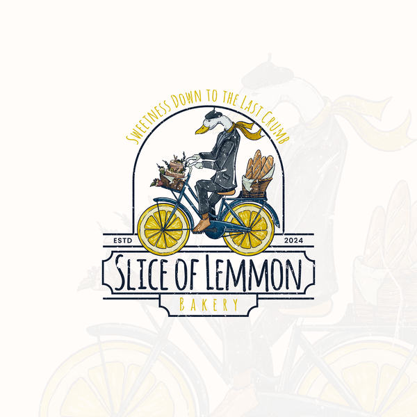 Slice of Lemmon Bakery – Whimsical Vintage Bicycle Logo Design