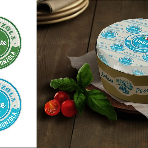 Design a product label set for an Italian Cheese Réalisé par valdo