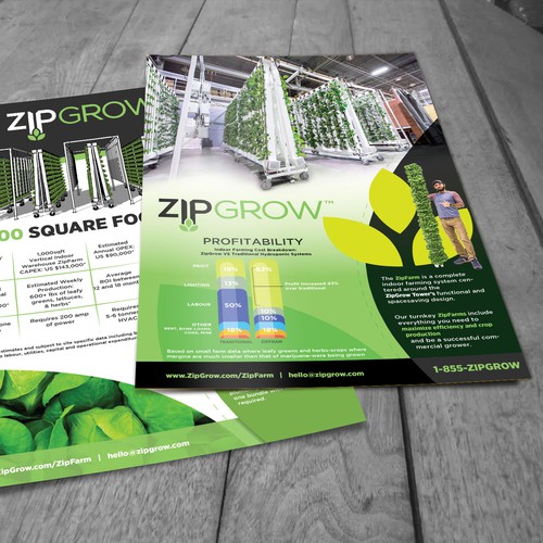 Brochure design for indoor, vertical hydroponic farm Design by Logicainfo ♥