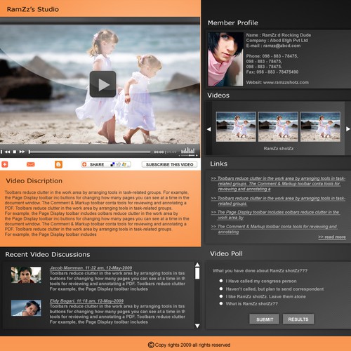 Member Video Blog Page Design von Ramshad Mohammed