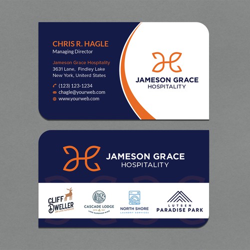 Create a modern and clean business card for a parent company with 4 subsidiaries Design by CurveSky™ ☑️