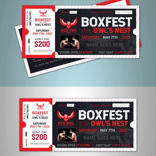 Live Boxing Event Ticket Design Design by 123Graphics