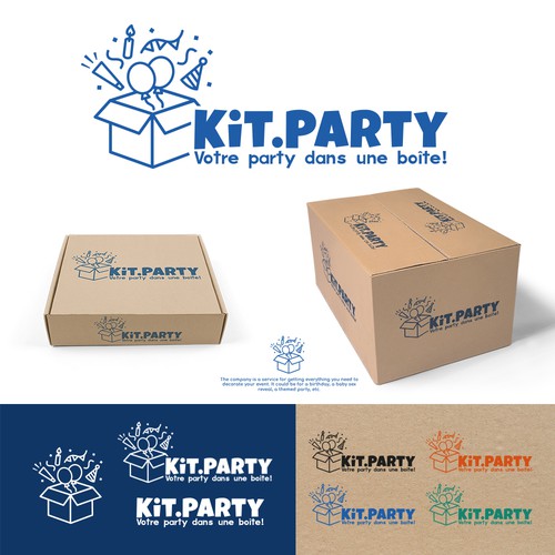 Design a fun logo for a businees offering a party in a box! Design by AdryQ