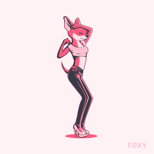 Create a fun, sexy, female, humanoid-fox character/icon for Foxy Design by hendrajaya7