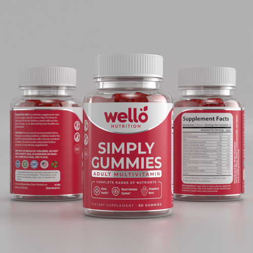 Multi vitamin gummies label design Design by Tamara.D