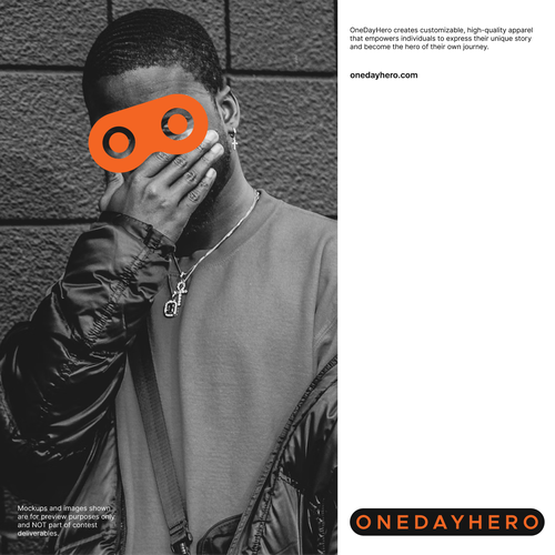 Design vincitore del contest "Design the face of OneDayHero - New UK fashion brand"