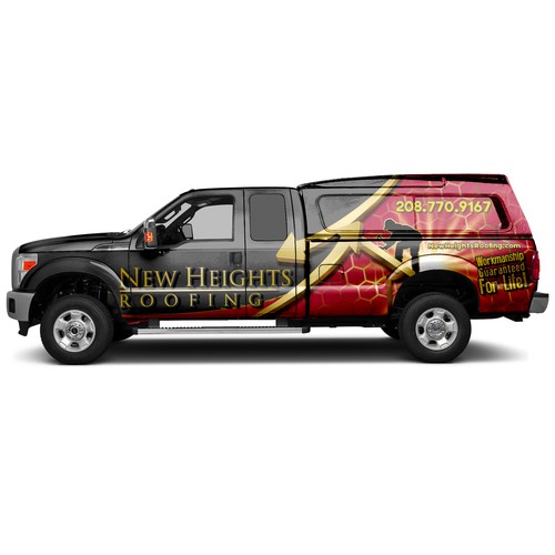 Create Bold And Professional Truck Wrap For High-End Roofing Company Design by ssrihayak