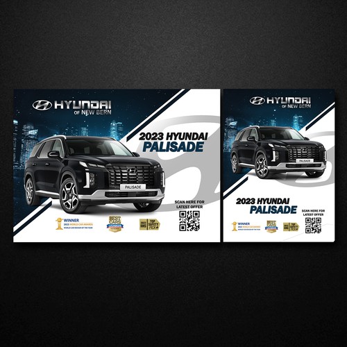 Flyer for Hyundai car dealership showing off the new Palisade and Elantra Design by yafie.fathia