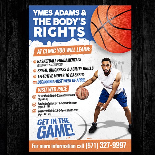 Create a basketball clinic flyer for community center | Postcard