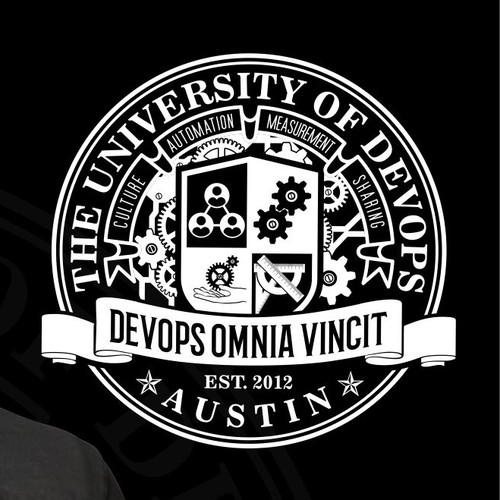 University themed shirt for DevOps Days Austin Diseño de Rita Harty®