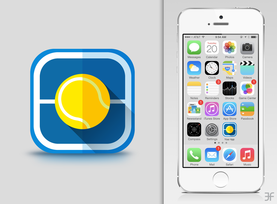 Simple Tennis Court Playbook App Icon Icon or button contest