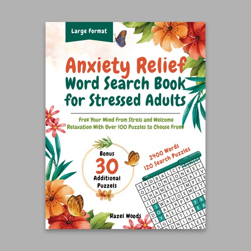 Anxiety relief word search book, Book cover contest