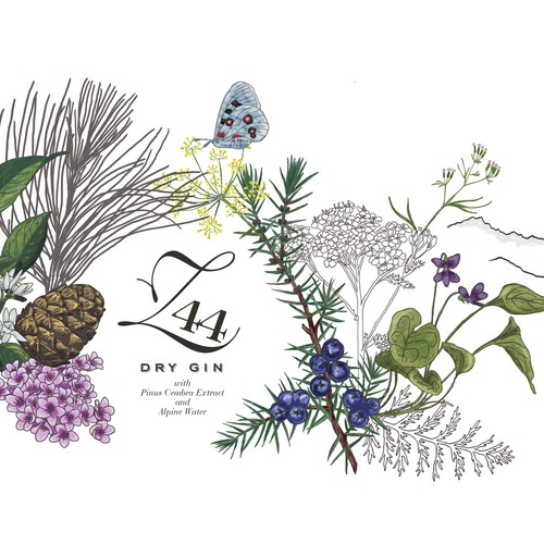 Gin Bottle & packaging design + merchandising Design by virunga