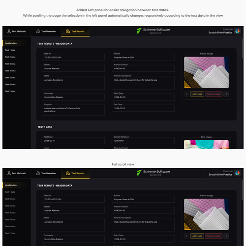 A desktop web UI design for a plastic quality testing software Design by Peninsula Studioz