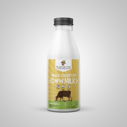 Design a cream top milk label for our kid-friendly brand! Design by Pice Wilf
