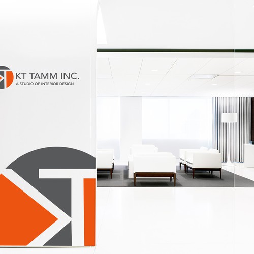 Create a design that highlights my initials "KT" as well as incorporate my business name "KT TAMM,IN Design by Andrea Mauriziani