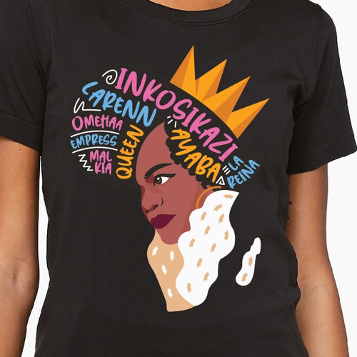 African Diaspora "QUEEN" Dialect T-Shirt Design Design by yulianzone