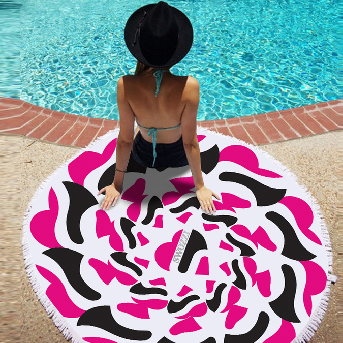 Whimsy Splash Round Beach Towel