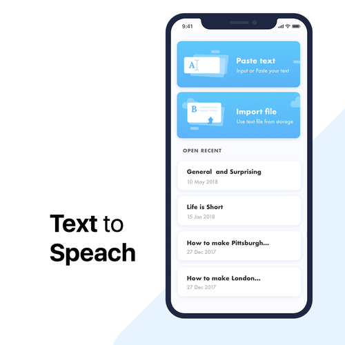 Design a simple and clean UI for a Text to Speech app | App design contest