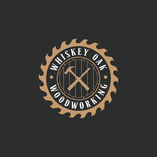 Powerful, vintage, whiskey inspired logo for woodworking company-ontwerp door Umetnick