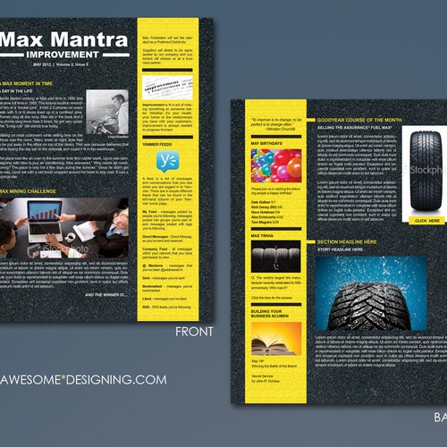 Newsletter Layout for Max Finkelstein Inc Diseño de Awesome Designing