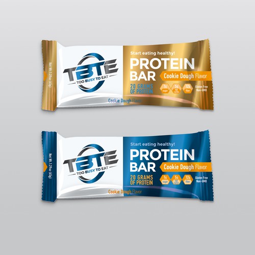 Design a unique protein bar wrapper for Too Busy To Eat Design réalisé par onkuliits