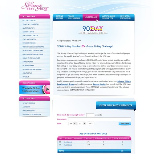 Create the next website design for Skinny Fiber 90 Day Weight Loss Challenge Diseño de grafixd