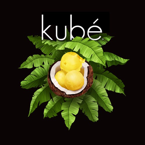 Design a graphic image for the BEST TASTING vegan ice cream manufacturer (kubé) and brand in Oakland Diseño de NinaĆu