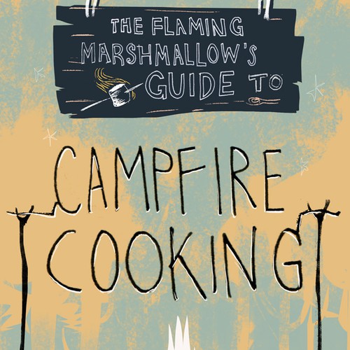 Create a cover design for a cookbook for camping. Diseño de ilustreishon