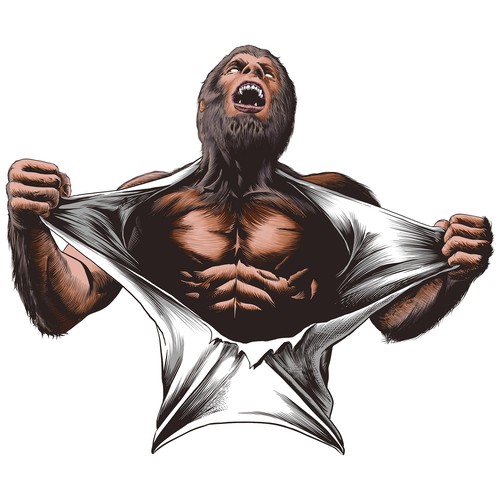 Werewolf design for a bodybuilding brand. Design by smmrwrd