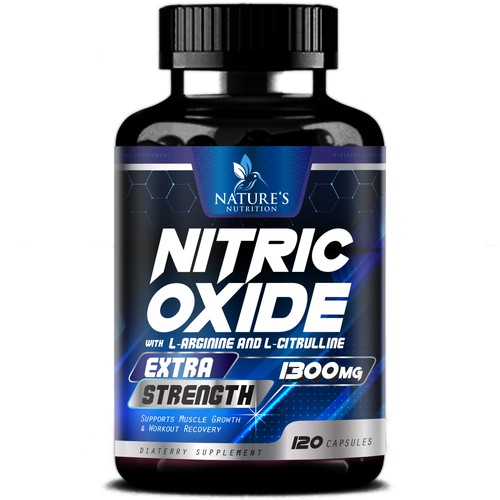 Nitric Oxide label design needed for Nature's Nutrition Diseño de agooshe