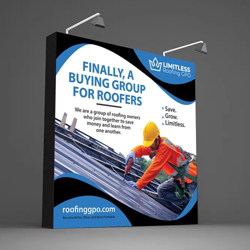 Design a tradeshow backdrop for roofing buying group Design by Saqi.KTS