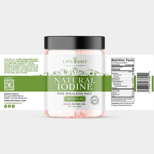 Label for Natural Iodine Pink Himalayan Salt that is fused with Seaweed Design by Design_byMe