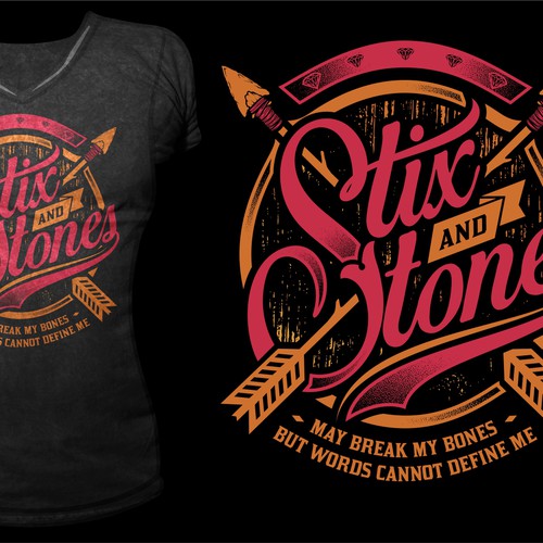 Create "Stix and Stones" typography t-shirt design Design by doniel