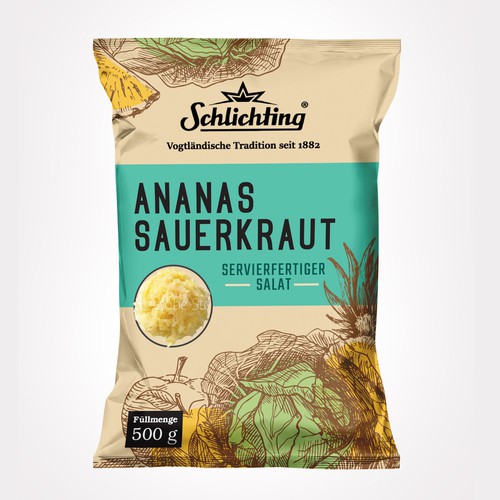 Diseño de Stayin alife - Refresh an old fashion package for Salad with Sauerkraut, Pineapple and Apple de Jena-288