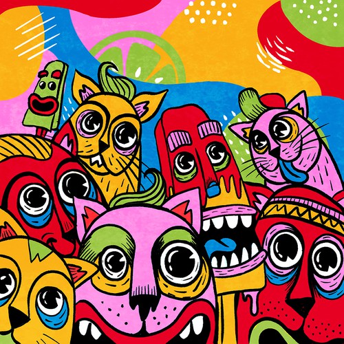Creative Chaos colorful street art design Design von SuperSouthStudios™