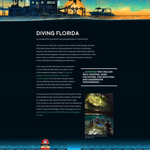 Make "wall of text" appealing for Diving in Florida web page. Design by Hoang Dao