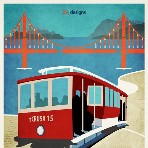 Design di Design a retro "tour" poster for a special event at 99designs! di Jammy Ginger