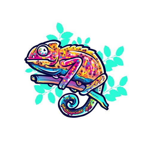 new school tattoo style chameleon for christian t-shirt | T-shirt contest