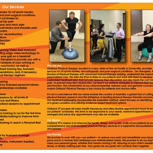 Diseño de Help Outback Physical Therapy with a new brochure design de Sky Turtle