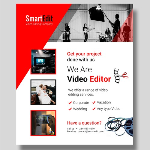 Video Editing Company Print Ad | concurso cartão postal, flyer ou impresso