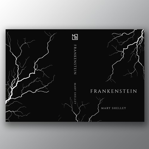 Design a book cover for an unique edition of Frankenstein, fully printed on black paper Design by Brandkore™