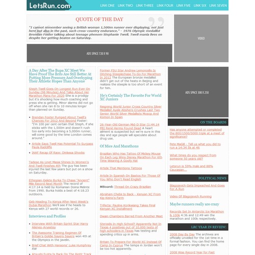 LetsRun.com Homepage Re-Design/Cleanup Diseño de Abvex