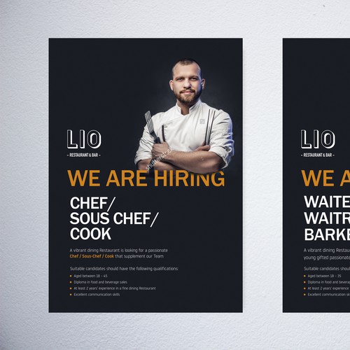 Job recruitment Poster for modern Premium Restaurant Design by NJ-ARTS’ STUDIO