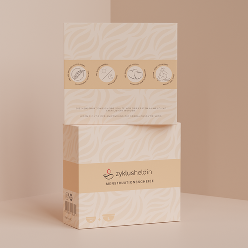 Create a premium, friendly and minimalistic packaging design for the female target group only. Design by Tamara.D