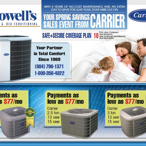 print or packaging design for Howell's Heating & Air Conditioning