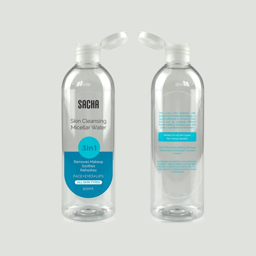 Sacha Micellar Water bottle 500ml Design by Shisiouk