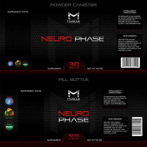 Muscle Intelligence supplement label Design by Oliver Apin